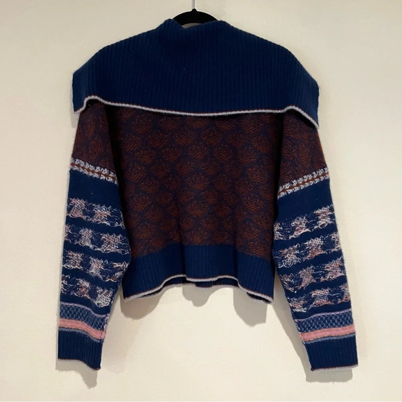 Anthropologie Pilcro "Mash Up" 100% Cashmere Collared Navy Knit Sweater Small - Picture 5 of 5